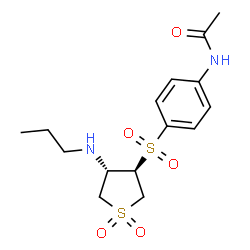 ChemSpider 2D Image | N-(4-{[(3R,4S)-1,1-Dioxido-4-(propylamino)tetrahydro-3-thiophenyl]sulfonyl}phenyl)acetamide | C15H22N2O5S2
