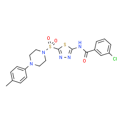 ChemSpider 2D Image | 3-Chloro-N-(5-{[4-(4-methylphenyl)-1-piperazinyl]sulfonyl}-1,3,4-thiadiazol-2-yl)benzamide | C20H20ClN5O3S2