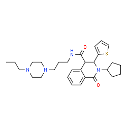 ChemSpider 2D Image | 2-Cyclopentyl-1-oxo-N-[3-(4-propyl-1-piperazinyl)propyl]-3-(2-thienyl)-1,2,3,4-tetrahydro-4-isoquinolinecarboxamide | C29H40N4O2S