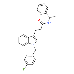 ChemSpider 2D Image | 3-[1-(4-Fluorobenzyl)-1H-indol-3-yl]-N-(1-phenylethyl)propanamide | C26H25FN2O