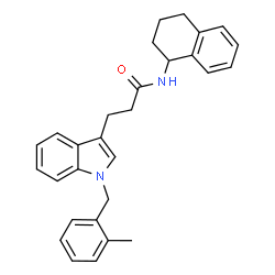 ChemSpider 2D Image | 3-[1-(2-Methylbenzyl)-1H-indol-3-yl]-N-(1,2,3,4-tetrahydro-1-naphthalenyl)propanamide | C29H30N2O