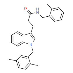 ChemSpider 2D Image | 3-[1-(2,5-Dimethylbenzyl)-1H-indol-3-yl]-N-(2-methylbenzyl)propanamide | C28H30N2O