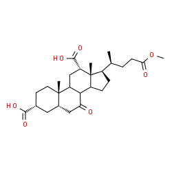ChemSpider 2D Image | (3alpha,5beta,8xi,9xi,12alpha,14xi,20S)-24-Methoxy-7,24-dioxocholane-3,12-dicarboxylic acid | C27H40O7