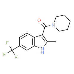 ChemSpider 2D Image | [2-Methyl-6-(trifluoromethyl)-1H-indol-3-yl](1-piperidinyl)methanone | C16H17F3N2O