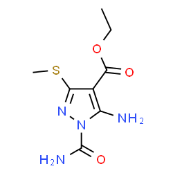ChemSpider 2D Image | Ethyl 5-amino-1-carbamoyl-3-(methylsulfanyl)-1H-pyrazole-4-carboxylate | C8H12N4O3S