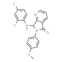 ChemSpider 2D Image | 7-[(2-Chloro-4-fluorophenyl)amino]-6-(4-methoxyphenyl)-6,7-dihydro-5H-pyrrolo[3,4-b]pyridin-5-one | C20H15ClFN3O2