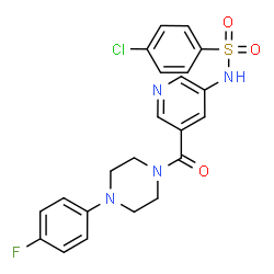ChemSpider 2D Image | 4-Chloro-N-(5-{[4-(4-fluorophenyl)-1-piperazinyl]carbonyl}-3-pyridinyl)benzenesulfonamide | C22H20ClFN4O3S