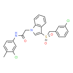 ChemSpider 2D Image | 2-{3-[(3-Chlorobenzyl)sulfonyl]-1H-indol-1-yl}-N-(3-chloro-4-methylphenyl)acetamide | C24H20Cl2N2O3S