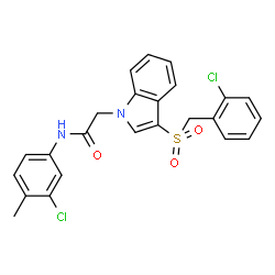 ChemSpider 2D Image | 2-{3-[(2-Chlorobenzyl)sulfonyl]-1H-indol-1-yl}-N-(3-chloro-4-methylphenyl)acetamide | C24H20Cl2N2O3S