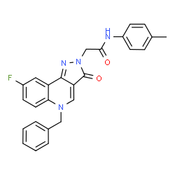 ChemSpider 2D Image | 2-(5-Benzyl-8-fluoro-3-oxo-3,5-dihydro-2H-pyrazolo[4,3-c]quinolin-2-yl)-N-(4-methylphenyl)acetamide | C26H21FN4O2