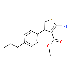 ChemSpider 2D Image | Methyl 2-amino-4-(4-propylphenyl)-3-thiophenecarboxylate | C15H17NO2S