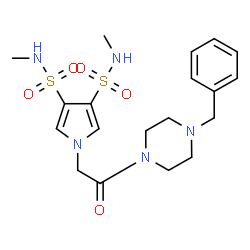 ChemSpider 2D Image | 1-[2-(4-Benzyl-1-piperazinyl)-2-oxoethyl]-N,N'-dimethyl-1H-pyrrole-3,4-disulfonamide | C19H27N5O5S2