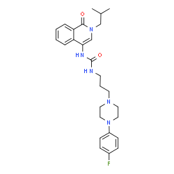 ChemSpider 2D Image | 1-{3-[4-(4-Fluorophenyl)-1-piperazinyl]propyl}-3-(2-isobutyl-1-oxo-1,2-dihydro-4-isoquinolinyl)urea | C27H34FN5O2