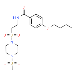 ChemSpider 2D Image | 4-Butoxy-N-(2-{[4-(methylsulfonyl)-1-piperazinyl]sulfonyl}ethyl)benzamide | C18H29N3O6S2
