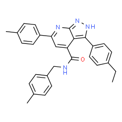 ChemSpider 2D Image | 3-(4-Ethylphenyl)-N-(4-methylbenzyl)-6-(4-methylphenyl)-2H-pyrazolo[3,4-b]pyridine-4-carboxamide | C30H28N4O