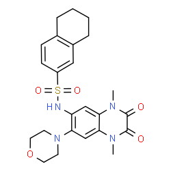 ChemSpider 2D Image | N-[1,4-Dimethyl-7-(4-morpholinyl)-2,3-dioxo-1,2,3,4-tetrahydro-6-quinoxalinyl]-5,6,7,8-tetrahydro-2-naphthalenesulfonamide | C24H28N4O5S