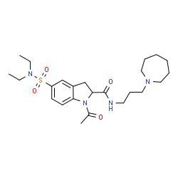 ChemSpider 2D Image | 1-Acetyl-N-[3-(1-azepanyl)propyl]-5-(diethylsulfamoyl)-2-indolinecarboxamide | C24H38N4O4S