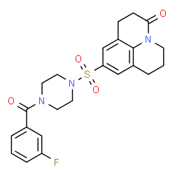ChemSpider 2D Image | 9-{[4-(3-Fluorobenzoyl)-1-piperazinyl]sulfonyl}-2,3,6,7-tetrahydro-1H,5H-pyrido[3,2,1-ij]quinolin-5-one | C23H24FN3O4S