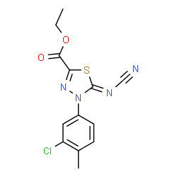 ChemSpider 2D Image | Ethyl (5Z)-4-(3-chloro-4-methylphenyl)-5-(cyanoimino)-4,5-dihydro-1,3,4-thiadiazole-2-carboxylate | C13H11ClN4O2S