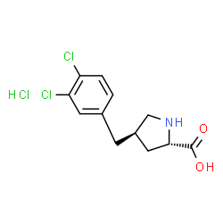ChemSpider 2D Image | (4R)-4-(3,4-Dichlorobenzyl)-L-proline hydrochloride (1:1) | C12H14Cl3NO2