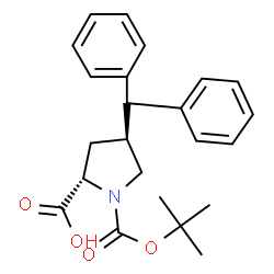 ChemSpider 2D Image | (4S)-4-(Diphenylmethyl)-1-{[(2-methyl-2-propanyl)oxy]carbonyl}-L-proline | C23H27NO4