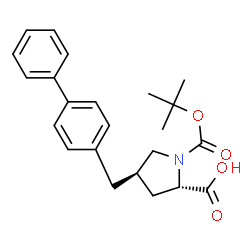 ChemSpider 2D Image | (4R)-4-(4-Biphenylylmethyl)-1-{[(2-methyl-2-propanyl)oxy]carbonyl}-L-proline | C23H27NO4