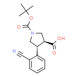 ChemSpider 2D Image | rel-1-(1,1-Dimethylethyl) (3R,4S)-4-(2-cyanophenyl)-1,3-pyrrolidinedicarboxylate | C17H20N2O4