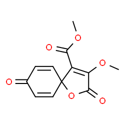 ChemSpider 2D Image | Methyl 3-methoxy-2,8-dioxo-1-oxaspiro[4.5]deca-3,6,9-triene-4-carboxylate | C12H10O6