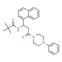 ChemSpider 2D Image | 2,2-Dimethyl-N-[1-(1-naphthyl)-3-oxo-3-(4-phenyl-1-piperazinyl)propyl]propanamide | C28H33N3O2