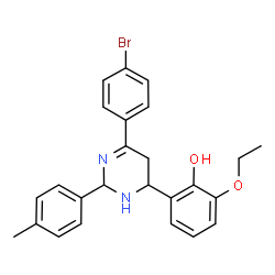 ChemSpider 2D Image | 2-[6-(4-Bromophenyl)-2-(4-methylphenyl)-2,3,4,5-tetrahydro-4-pyrimidinyl]-6-ethoxyphenol | C25H25BrN2O2