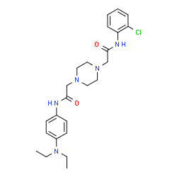 ChemSpider 2D Image | 2-(4-{2-[(2-Chlorophenyl)amino]-2-oxoethyl}-1-piperazinyl)-N-[4-(diethylamino)phenyl]acetamide | C24H32ClN5O2