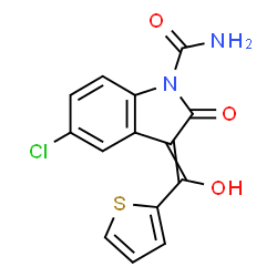 ChemSpider 2D Image | 5-Chloro-3-[hydroxy(2-thienyl)methylene]-2-oxo-1-indolinecarboxamide | C14H9ClN2O3S