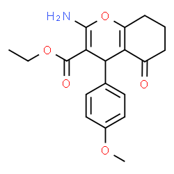 ChemSpider 2D Image | Ethyl 2-amino-4-(4-methoxyphenyl)-5-oxo-5,6,7,8-tetrahydro-4H-chromene-3-carboxylate | C19H21NO5