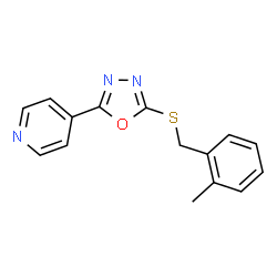 ChemSpider 2D Image | 4-{5-[(2-Methylbenzyl)sulfanyl]-1,3,4-oxadiazol-2-yl}pyridine | C15H13N3OS