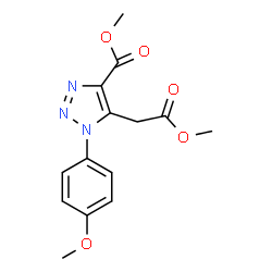 ChemSpider 2D Image | Methyl 4-(methoxycarbonyl)-1-(4-methoxyphenyl)-1H-1,2,3-triazole-5-acetate | C14H15N3O5