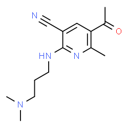 ChemSpider 2D Image | 5-Acetyl-2-{[3-(dimethylamino)propyl]amino}-6-methylnicotinonitrile | C14H20N4O