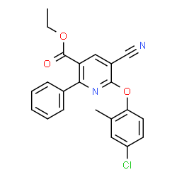ChemSpider 2D Image | Ethyl 6-(4-chloro-2-methylphenoxy)-5-cyano-2-phenylnicotinate | C22H17ClN2O3