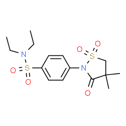 ChemSpider 2D Image | 4-(4,4-Dimethyl-1,1-dioxido-3-oxo-1,2-thiazolidin-2-yl)-N,N-diethylbenzenesulfonamide | C15H22N2O5S2
