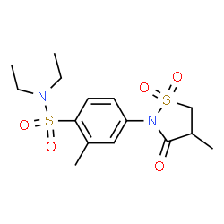 ChemSpider 2D Image | N,N-Diethyl-2-methyl-4-(4-methyl-1,1-dioxido-3-oxo-1,2-thiazolidin-2-yl)benzenesulfonamide | C15H22N2O5S2
