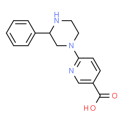ChemSpider 2D Image | 6-(3-Phenyl-1-piperazinyl)nicotinic acid | C16H17N3O2