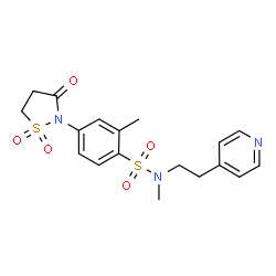 ChemSpider 2D Image | 4-(1,1-Dioxido-3-oxo-1,2-thiazolidin-2-yl)-N,2-dimethyl-N-[2-(4-pyridinyl)ethyl]benzenesulfonamide | C18H21N3O5S2