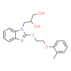 ChemSpider 2D Image | 3-[2-(2-o-Tolyloxy-ethylsulfanyl)-benzoimidazol-1-yl]-propane-1,2-diol | C19H22N2O3S