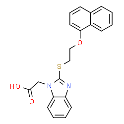 ChemSpider 2D Image | 2-[[2-(1-Naphthalenyloxy)ethyl]thio]-1H-benzimidazole-1-acetic acid | C21H18N2O3S