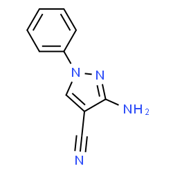 ChemSpider 2D Image | 3-Amino-1-phenyl-1H-pyrazole-4-carbonitrile | C10H8N4