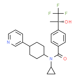 ChemSpider 2D Image | N-Cyclopropyl-N-[4-(3-pyridinyl)cyclohexyl]-4-[(2S)-1,1,1-trifluoro-2-hydroxy-2-propanyl]benzamide | C24H27F3N2O2