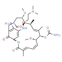 ChemSpider 2D Image | (4E,6Z,8S,9S,10E,12S,13R,14S,16R)-19-Amino-20-{[2-(dimethylamino)ethoxy]amino}-13-hydroxy-8,14-dimethoxy-4,10,12,16-tetramethyl-3,22-dioxo-2-azabicyclo[16.3.1]docosa-1,4,6,10,18,20-hexaen-9-yl carbama
te | C32H49N5O8