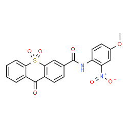 ChemSpider 2D Image | N-(4-Methoxy-2-nitrophenyl)-9-oxo-9H-thioxanthene-3-carboxamide 10,10-dioxide | C21H14N2O7S