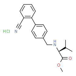 ChemSpider 2D Image | Methyl N-[(2'-cyano-4-biphenylyl)methyl]-L-valinate hydrochloride (1:1) | C20H23ClN2O2