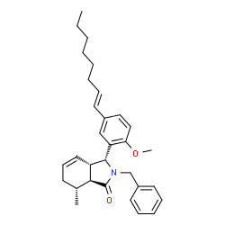 ChemSpider 2D Image | (3R,3aS,7R,7aS)-2-Benzyl-3-{2-methoxy-5-[(1E)-1-octen-1-yl]phenyl}-7-methyl-2,3,3a,6,7,7a-hexahydro-1H-isoindol-1-one | C31H39NO2