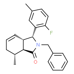 ChemSpider 2D Image | (3R,3aS,7R,7aS)-2-Benzyl-3-(2-fluoro-5-methylphenyl)-7-methyl-2,3,3a,6,7,7a-hexahydro-1H-isoindol-1-one | C23H24FNO